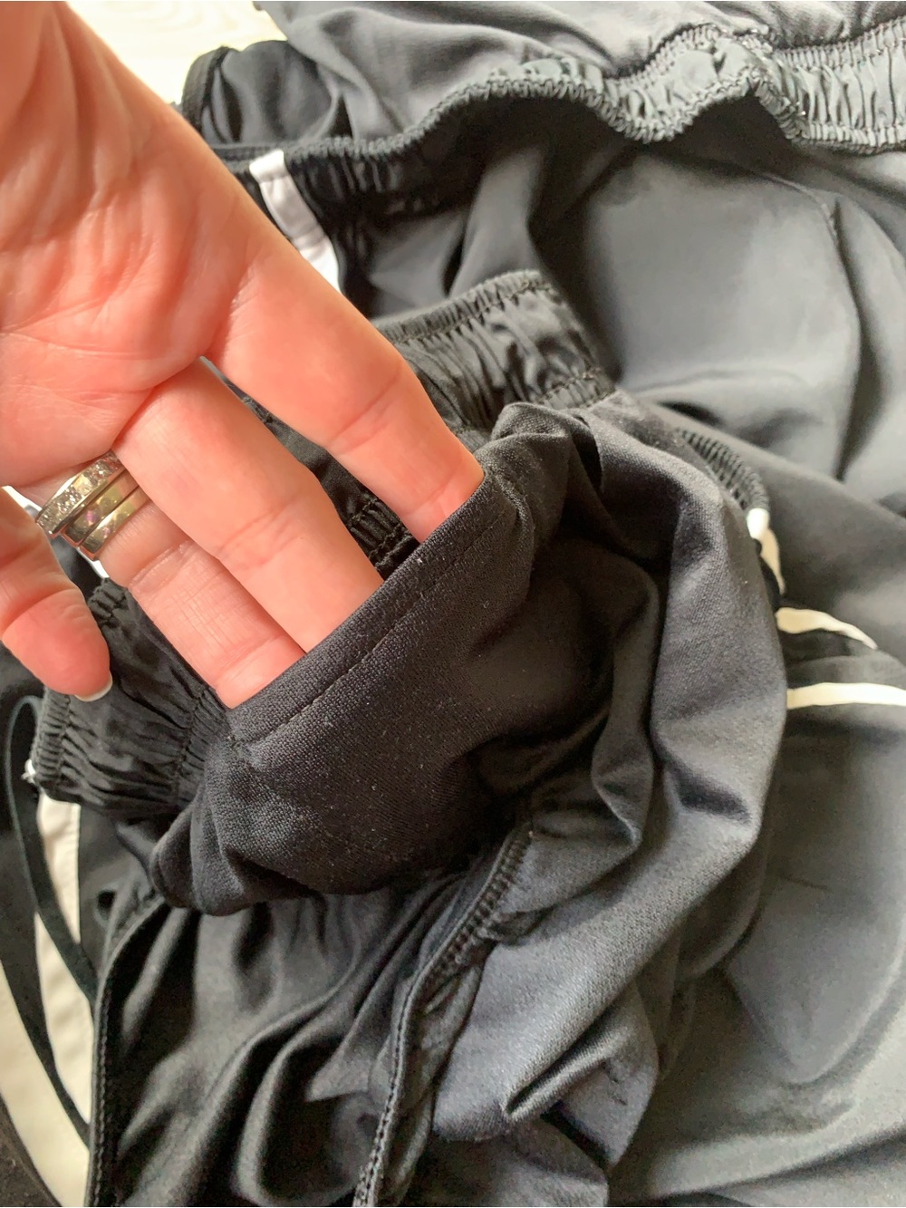 Bundle of 2 Nike Black Running Shorts with White Piping-built in brief lining - Picture 6 of 11